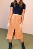 Camel Faux Suede Front Slit Pocket Detail Midi Skirt *FINAL SALE*