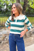 SSYS Skye Stripe Top In Hunter Ivory