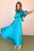 Turquoise High Neck Bell Sleeve Open Back Midi Dress *FINAL SALE*