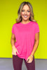 SSYS Hot Pink Honeycomb Short Sleeve Active Top, workout top, breathable, basics, athleisure, comfortable, exclusive design, ssys by mallory fitzsimmons