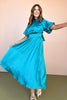 Turquoise High Neck Bell Sleeve Open Back Midi Dress *FINAL SALE*