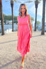 SSYS Jessie Pink and Orange Gingham Fitted Bow Back Maxi Dress