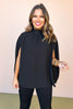 Black Textured High Neck Cape Top *FINAL SALE*