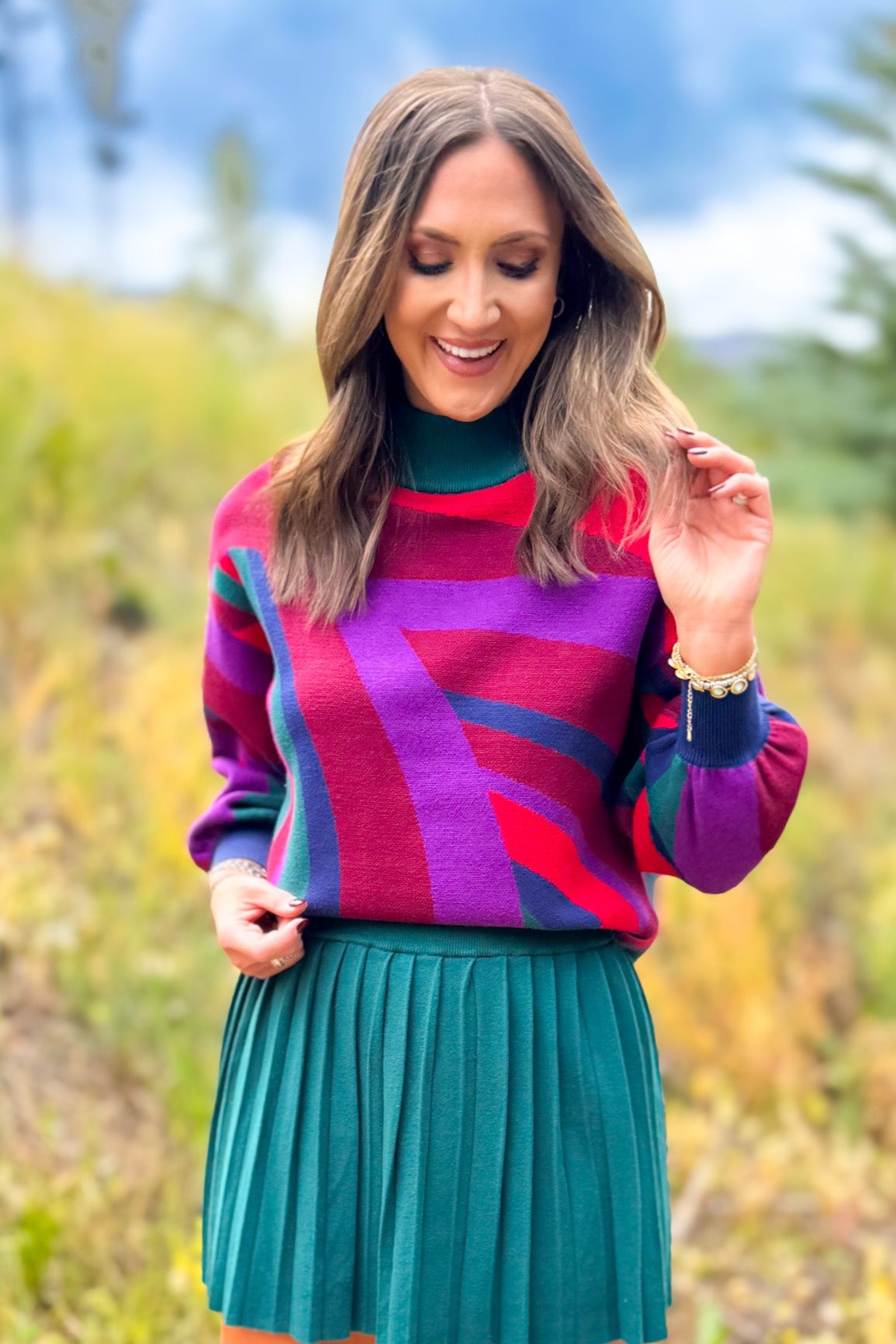 SSYS Wynn Pleated Knit Skort In Hunter