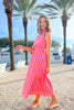 SSYS Jessie Pink and Orange Gingham Fitted Bow Back Maxi Dress