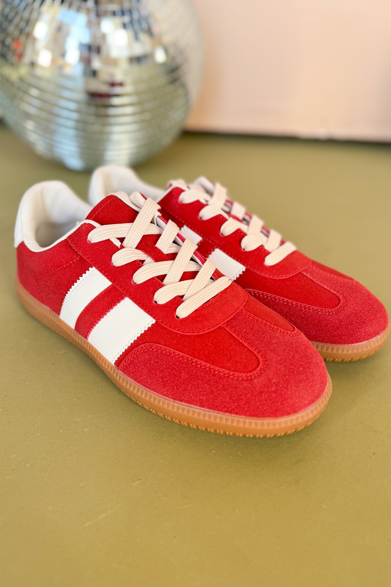 Red Double Stripe Rubber Bottom Sneakers, must have shoes, new shoes, must have sneakers, red sneakers, must have shoes for fall, fall shoes, basic shoes, everyday shoes, SSYS by mallory Fitzsimmons