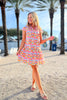 SSYS Alissa Short Sleeve Poplin Printed Ruffle Dress In Bright Bloomscape