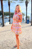 SSYS Alissa Short Sleeve Poplin Printed Ruffle Dress In Bright Bloomscape