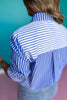 SSYS Collette Poplin Stripe Embroidery Top In Royal