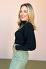 Black Mock Neck Puff Sleeve Fitted Sweater *FINAL SALE*