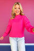 SSYS Merritt Mock Neck Sweater In Hot Pink