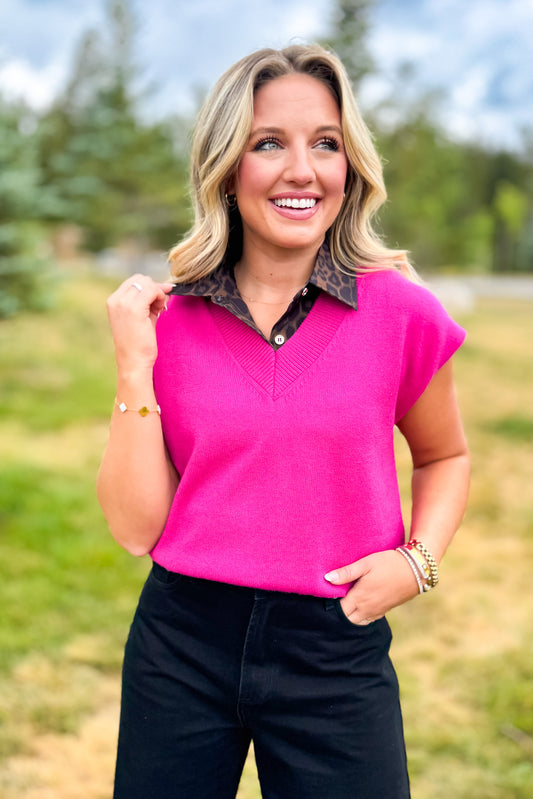 SSYS Amy V Neck Sleeveless Sweater In Pink
