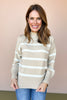 Taupe Striped Mock Neck Sweater