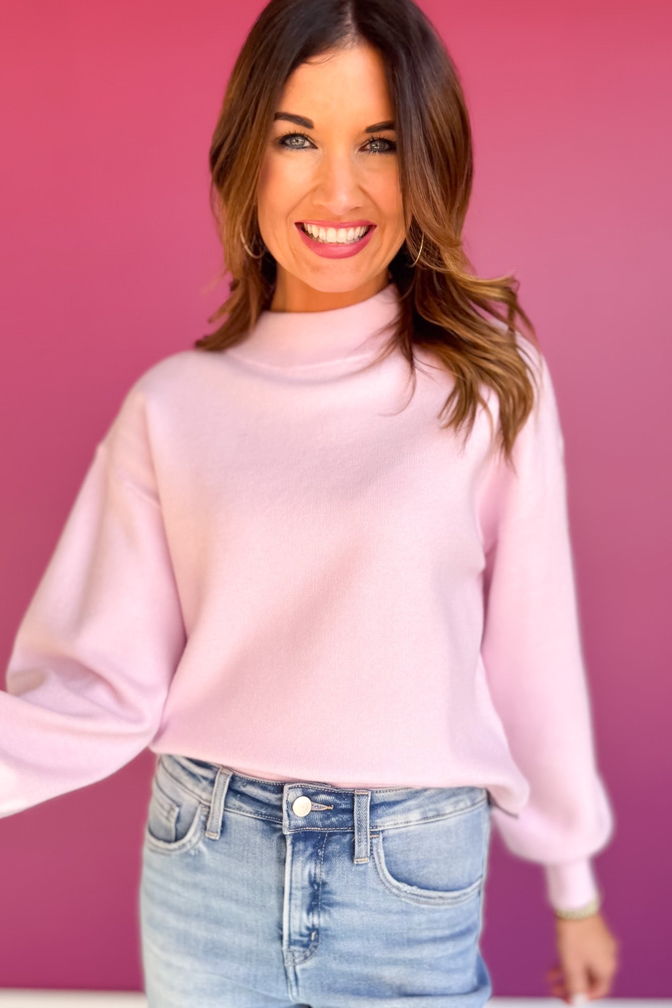 SSYS Merritt Mock Neck Sweater In Light Pink