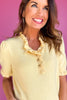 SSYS Bonnie Short Sleeve Ruffle Button Sweater In Butter Yellow