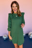 Hunter Green Layer Ruffle Shoulder Band Cuff Dress, must have dress, must have style, fall style, fall fashion, elevated style, elevated style, mom style, shop style your senses by mallory fitzsimmons, ssys by mallory fitzsimmons