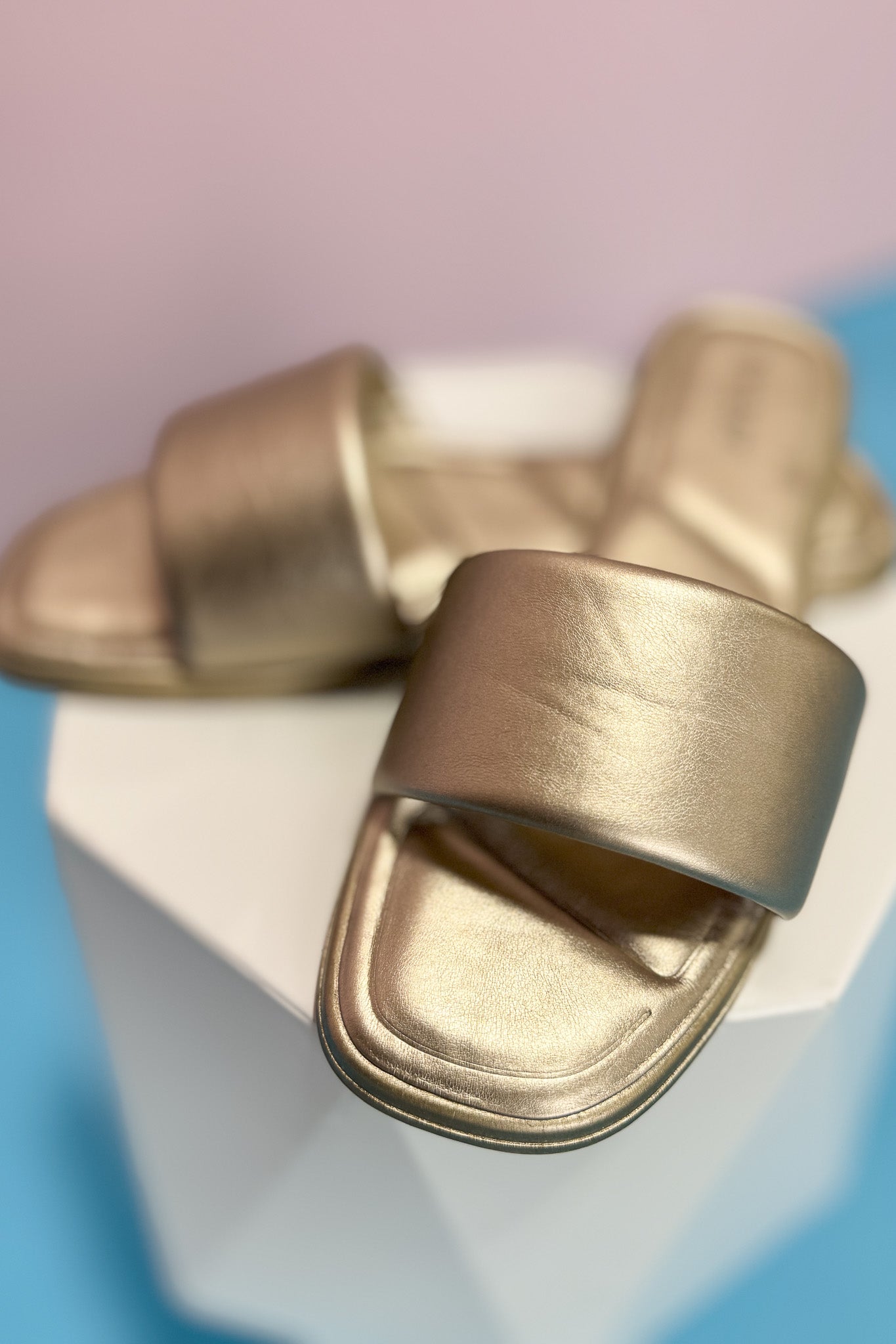 Gold One Band Slide Sandals