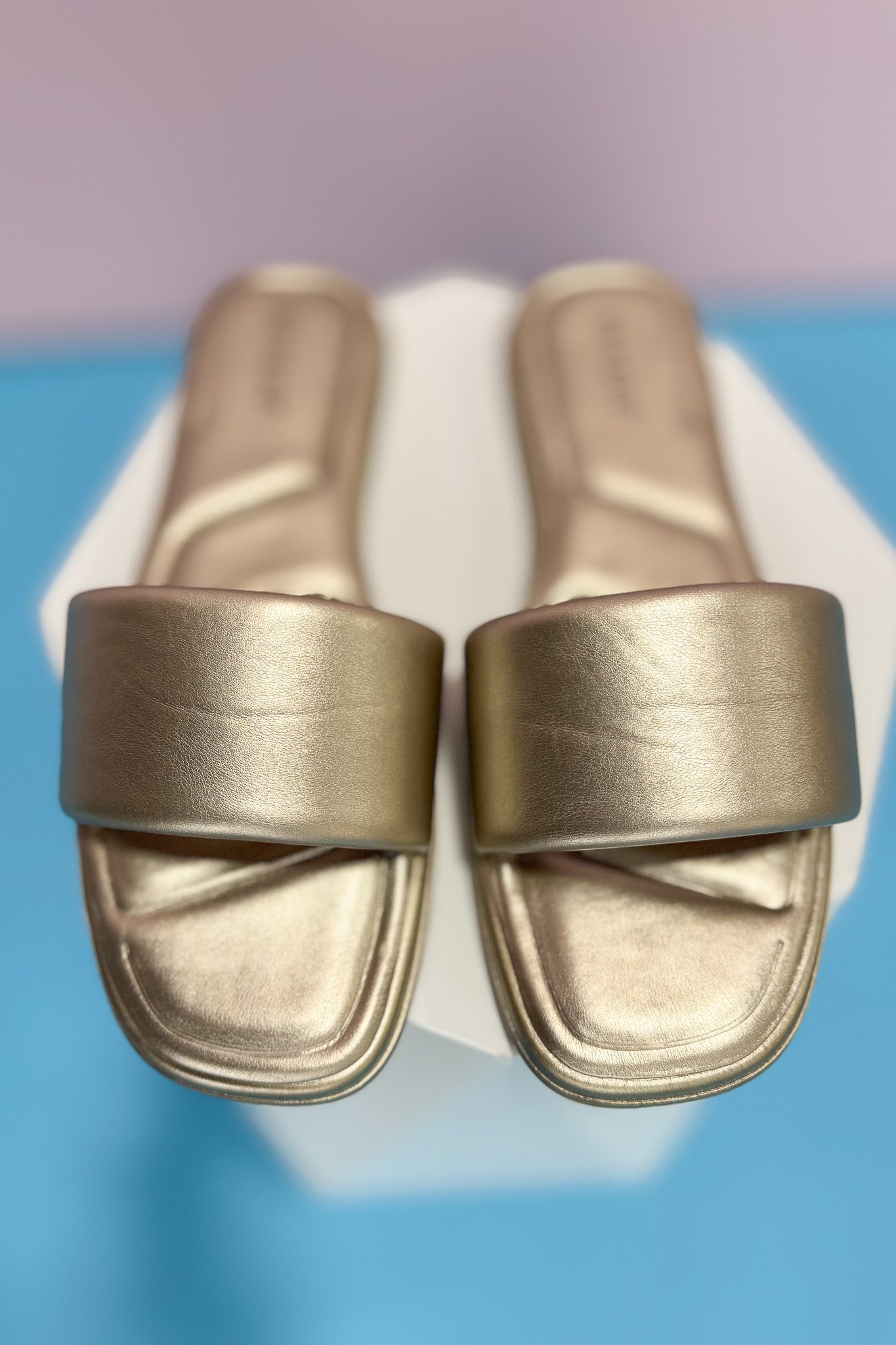 Gold One Band Slide Sandals