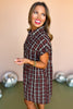  Black Plaid Print Collared Button Down Short Sleeve Dress, plaid dress, must have dress, must have style, brunch style, fall fashion, elevated style, elevated style, mom style, shop style your senses by mallory fitzsimmons, ssys by mallory fitzsimmons