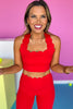 SSYS Red Longline Scallop Cross Back Sports Bra