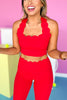 SSYS Red Longline Scallop Cross Back Sports Bra