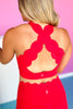 SSYS Red Longline Scallop Cross Back Sports Bra