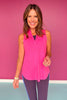 SSYS Signature Hot Pink Sleeveless Frill V Neck Active Top