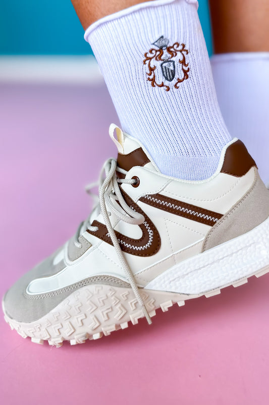 White Contrast Platform Sneakers