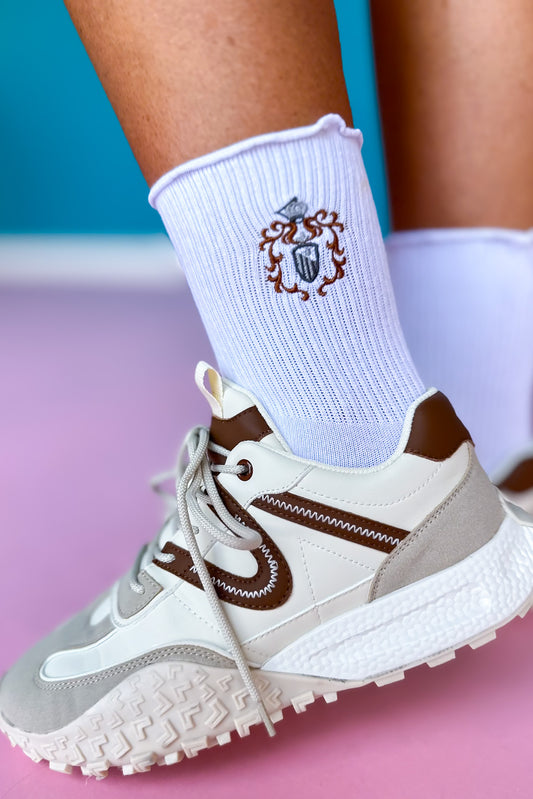 SSYS Gold Embroidered Crest Ruffle Socks