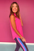 SSYS Signature Hot Pink Sleeveless Frill V Neck Active Top