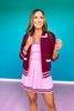 SSYS Quincy Varsity Jacket Sweater In Maroon