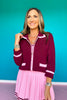 SSYS Quincy Varsity Jacket Sweater In Maroon