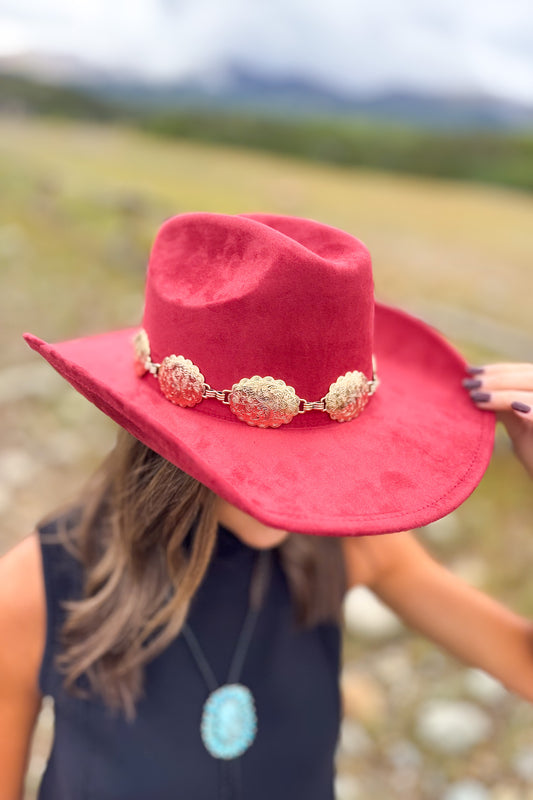 Burgundy Concho Band Cowboy Hat