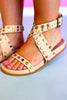 Shu Shop Nude Faux Leather Stud Detail Sandals