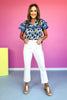 THML Blue Floral Print Ruffle Trim Top *FINAL SALE*