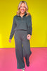 SSYS Sutton Air Long Sleeve Side Stripe Wide Leg Pants Set In Hunter