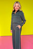SSYS Sutton Air Long Sleeve Side Stripe Wide Leg Pants Set In Hunter