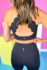 SSYS Black Longline Scallop Cross Back Sports Bra