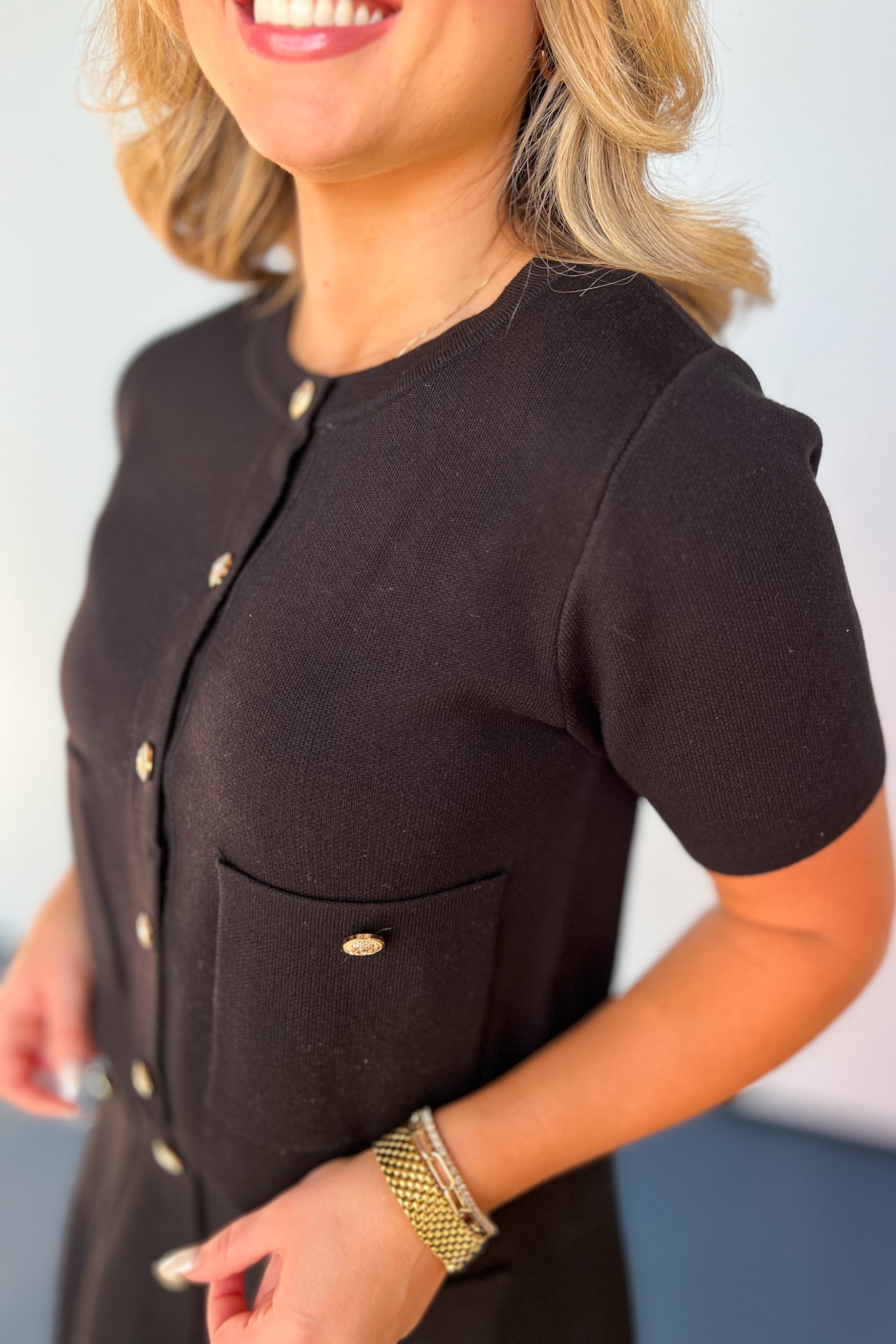 Black Button Detail Front Top, chic, boutique style, new arrivals, old money vibes, work to weekend, classy, ssys by mallory fitzsimmons