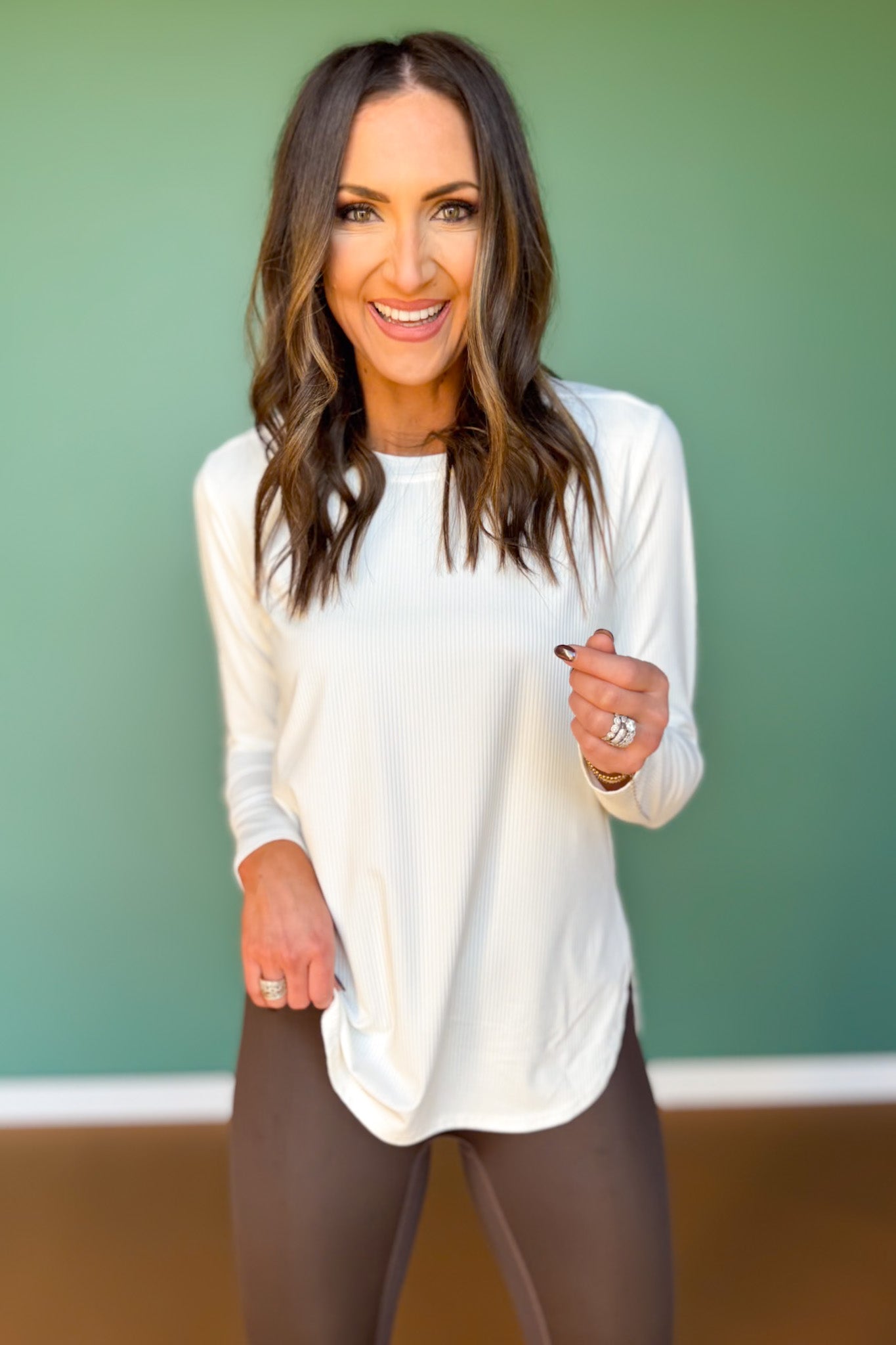 *ETA 8 WEEKS* SSYS Ribbed Long Sleeve Active Top In Ivory