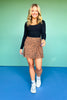 SSYS Quilted Inset Pleat Skort In Dark Tan Animal