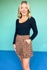 SSYS Quilted Inset Pleat Skort In Dark Tan Animal