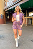 SSYS Cheyenne Printed Quilted Flat Front Puffer Shorts In Purple *FINAL SALE*
