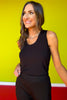SSYS Signature Sleeveless Fleece Lined U Neck Top In Black *FINAL SALE*