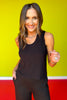SSYS Signature Sleeveless Fleece Lined U Neck Top In Black *FINAL SALE*
