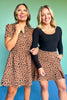 SSYS Lainey Quilted Everyday Puff Sleeve Drop Waist Dress In Dark Tan Animal