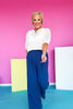 Indigo Waffle Knit High Waist Pleat Front Wide Leg Pants *FINAL SALE*