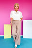 Taupe Waffle Knit High Waist Pleat Front Wide Leg Pants *FINAL SALE*