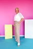 Taupe Waffle Knit High Waist Pleat Front Wide Leg Pants *FINAL SALE*