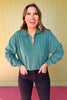 Dark Green Collared Half Zip Pullover Sweatshirt *FINAL SALE*